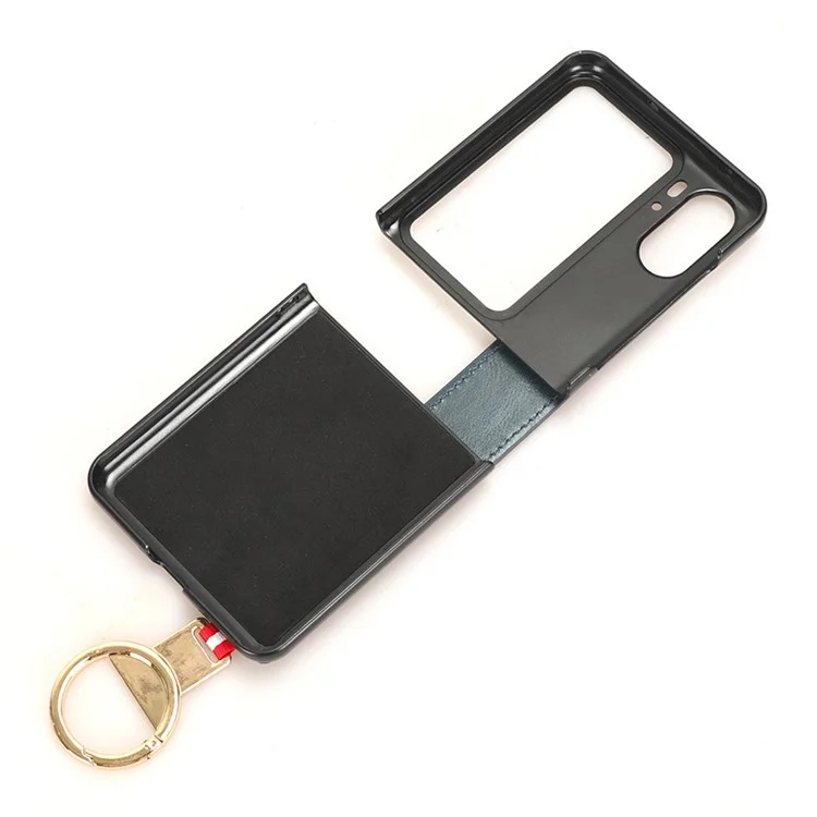 Für Oppo Find N2 Flip 5G PU Leder+PC Handyhülle Armband Ständer Flaschenöffner Stoßfeste Hülle - Schwarz