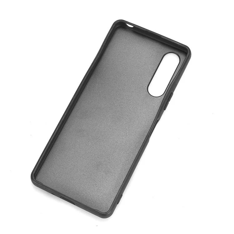 For Sony Xperia 10 V Stitching Line Design Back Cover PU Leather Coated TPU+PC Phone Case - Black