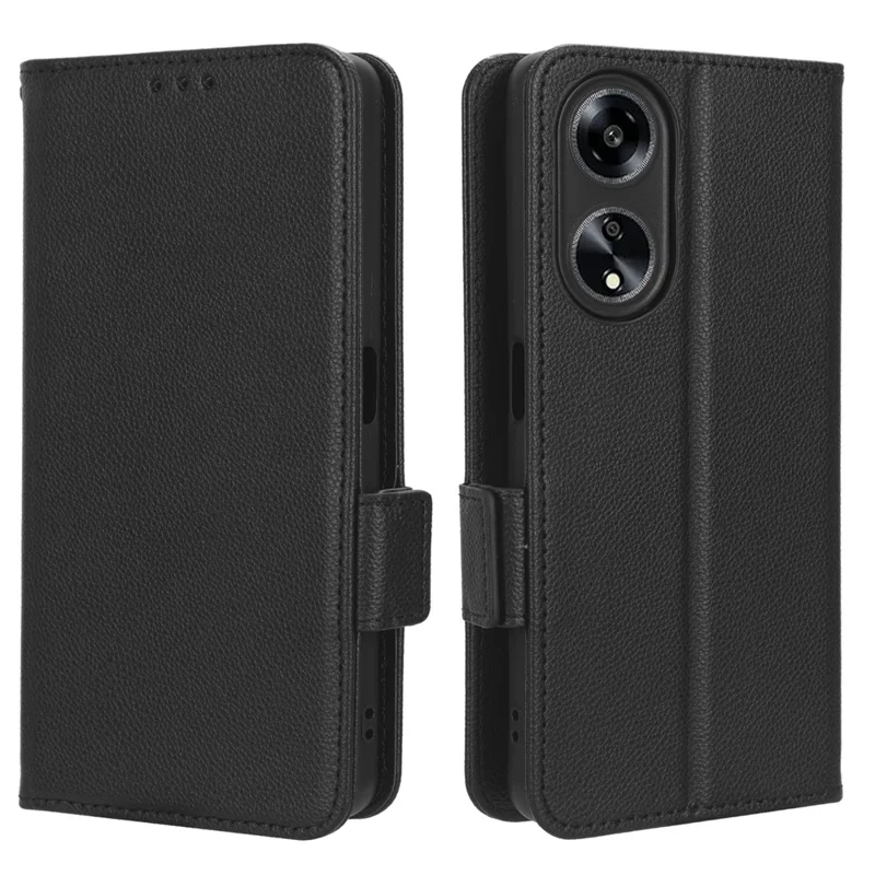 جراب جلد للهاتف لهاتف Oppo A98 5G / F23 5G / A1 5G، غطاء هاتف بتصميم محفظة بملمس توت الليمون مع حامل - أسود