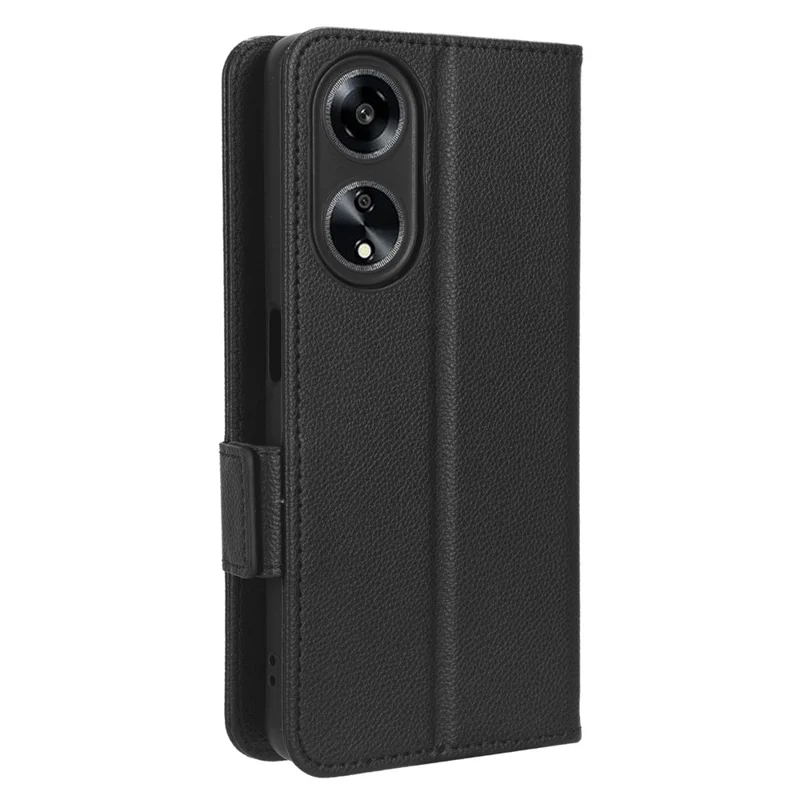 جراب جلد للهاتف لهاتف Oppo A98 5G / F23 5G / A1 5G، غطاء هاتف بتصميم محفظة بملمس توت الليمون مع حامل - أسود