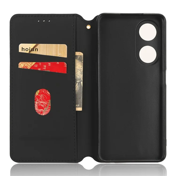Pour Oppo A98 5G / F23 5G / A1 5G Étui en cuir PU avec support Rhombus Imprinted - Noir