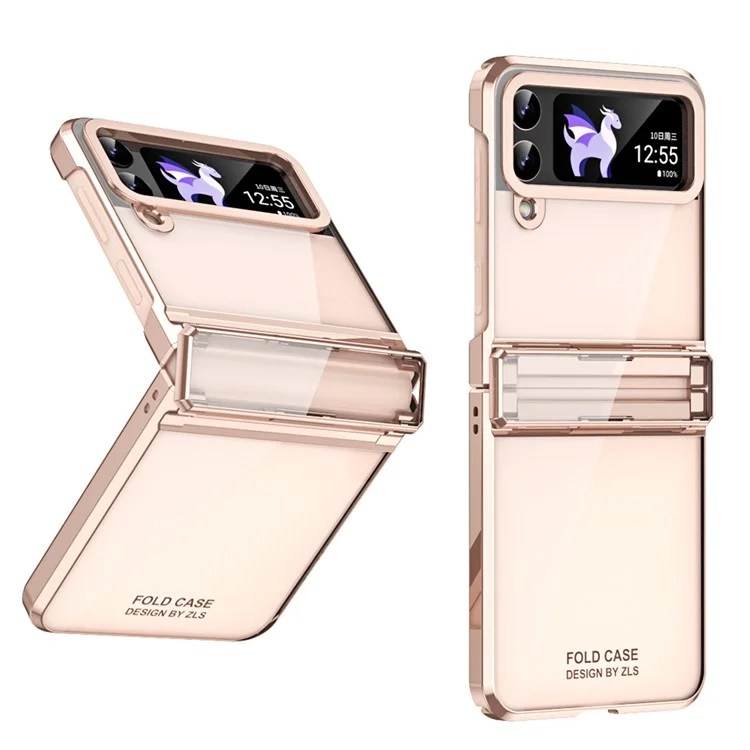 Für Samsung Galaxy Z Flip4 5G Hartplastik-Elektroplattierungsgehäuse Scharnierschutz Stoßfestes Handyhülle - Roségold