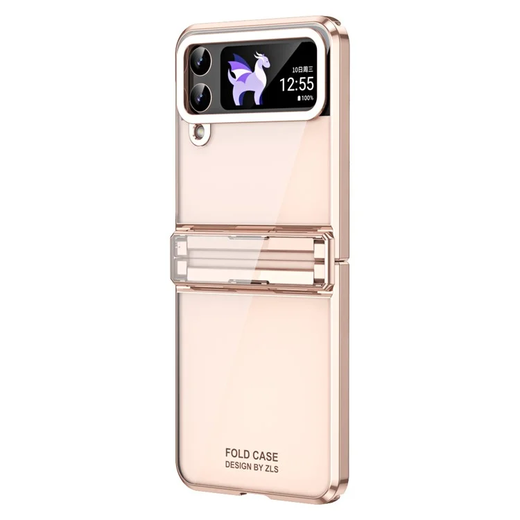 Für Samsung Galaxy Z Flip4 5G Hartplastik-Elektroplattierungsgehäuse Scharnierschutz Stoßfestes Handyhülle - Roségold