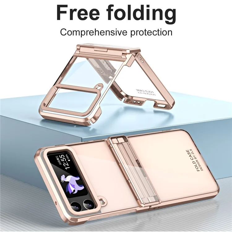 Für Samsung Galaxy Z Flip4 5G Hartplastik-Elektroplattierungsgehäuse Scharnierschutz Stoßfestes Handyhülle - Roségold