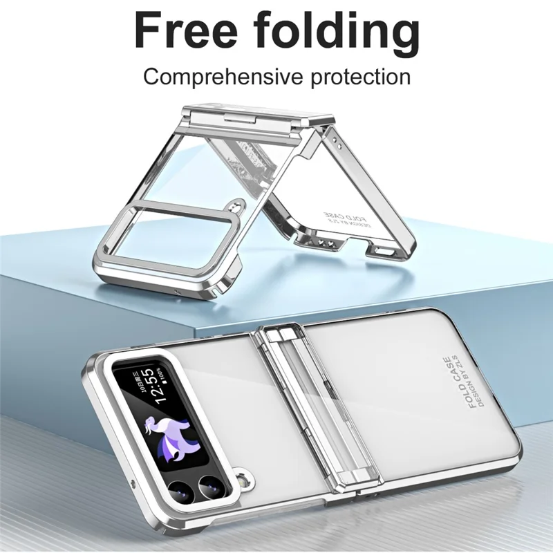 Für Samsung Galaxy Z Flip4 5G Hard PC Electroplating Case Scharnier Schutz Stoßfestes Telefongehäuse - Silber