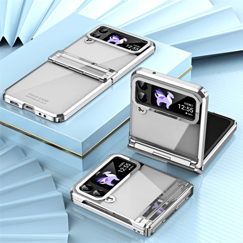 Für Samsung Galaxy Z Flip4 5G Hard PC Electroplating Case Scharnier Schutz Stoßfestes Telefongehäuse - Silber