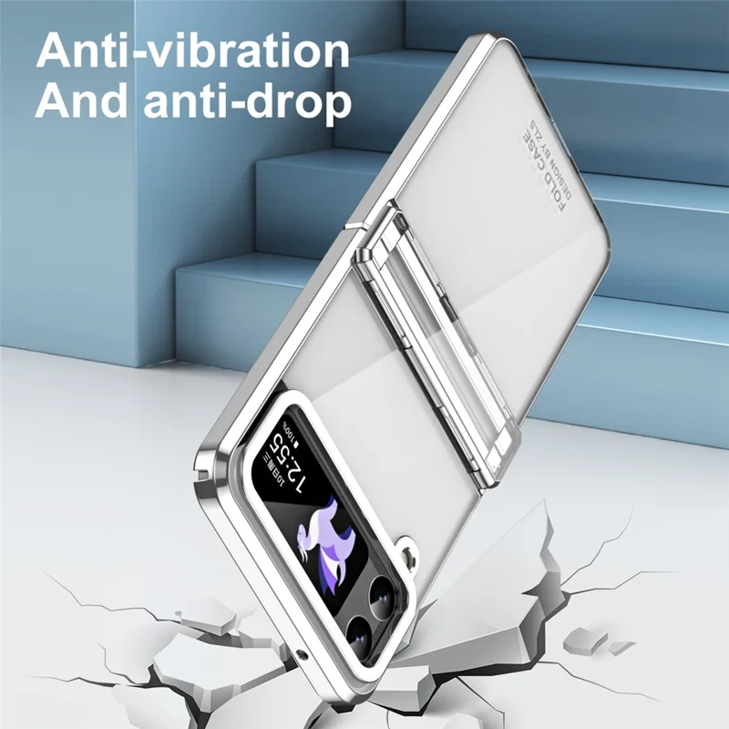 Für Samsung Galaxy Z Flip4 5G Hard PC Electroplating Case Scharnier Schutz Stoßfestes Telefongehäuse - Silber