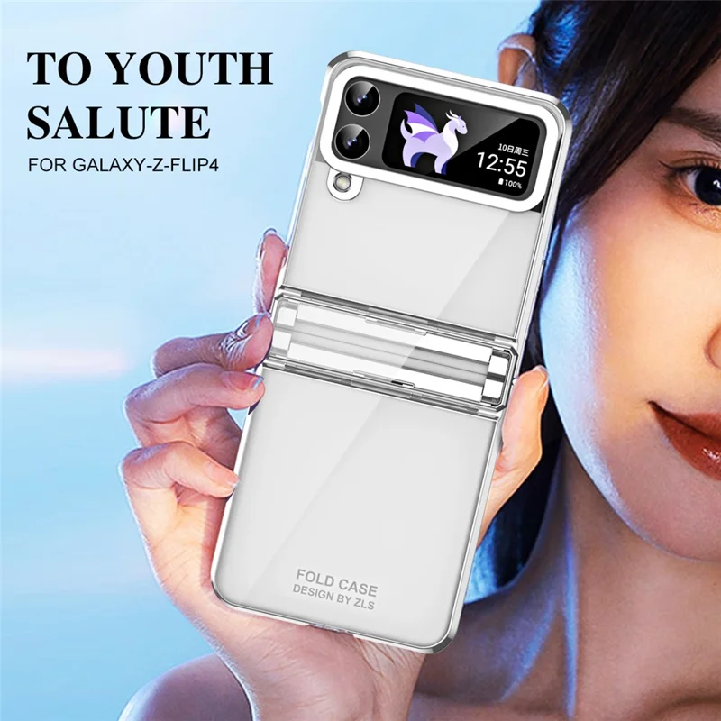 Für Samsung Galaxy Z Flip4 5G Hard PC Electroplating Case Scharnier Schutz Stoßfestes Telefongehäuse - Silber