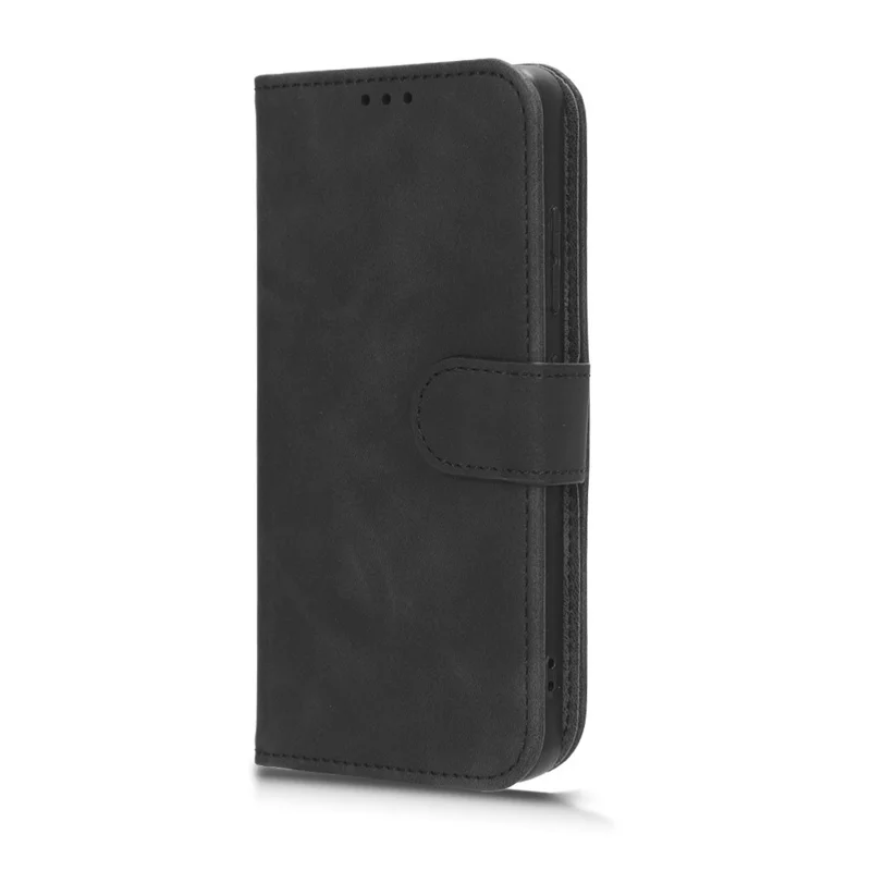 For Nokia C02 Skin-touch PU Leather Case Wallet Stand Protective Phone Cover - Black