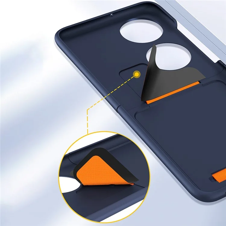 Pour Huawei P50 Pocket Coque de téléphone en caoutchouc avec dragonne Coque de protection dure en PC - Bleu marine