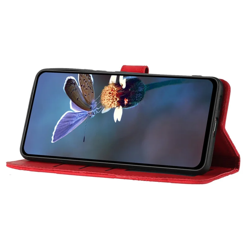 For iPhone 6 / 6s / 7 / 8 / SE (2020) / SE (2022) Flower Imprinted PU Leather Phone Case Wallet Stand Anti-drop Cover - Red