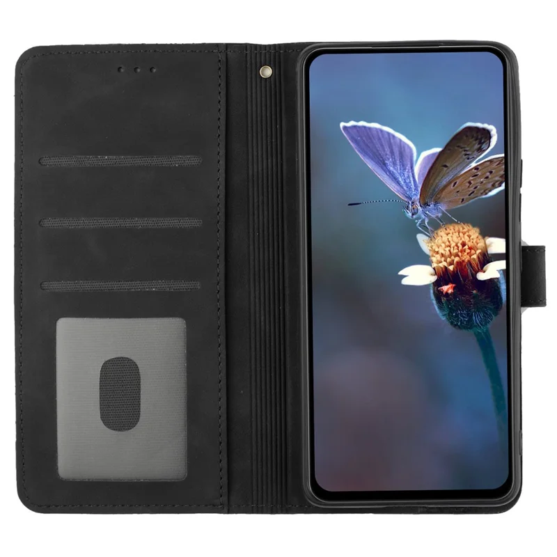 For iPhone 6 / 6s / 7 / 8 / SE (2020) / SE (2022) Flower Imprinted PU Leather Phone Case Wallet Stand Anti-drop Cover - Black
