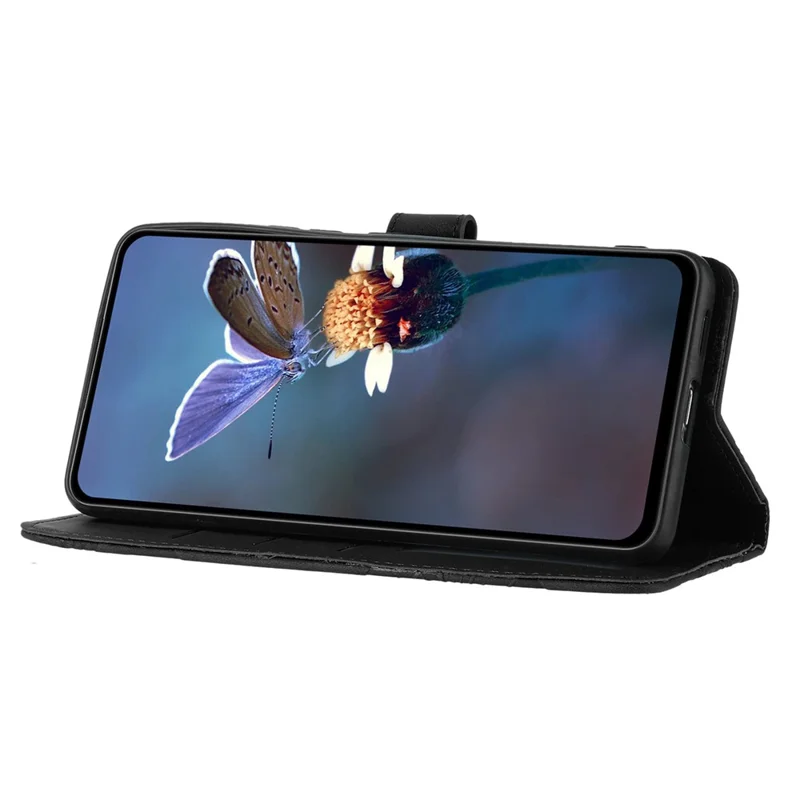 For iPhone 6 / 6s / 7 / 8 / SE (2020) / SE (2022) Flower Imprinted PU Leather Phone Case Wallet Stand Anti-drop Cover - Black