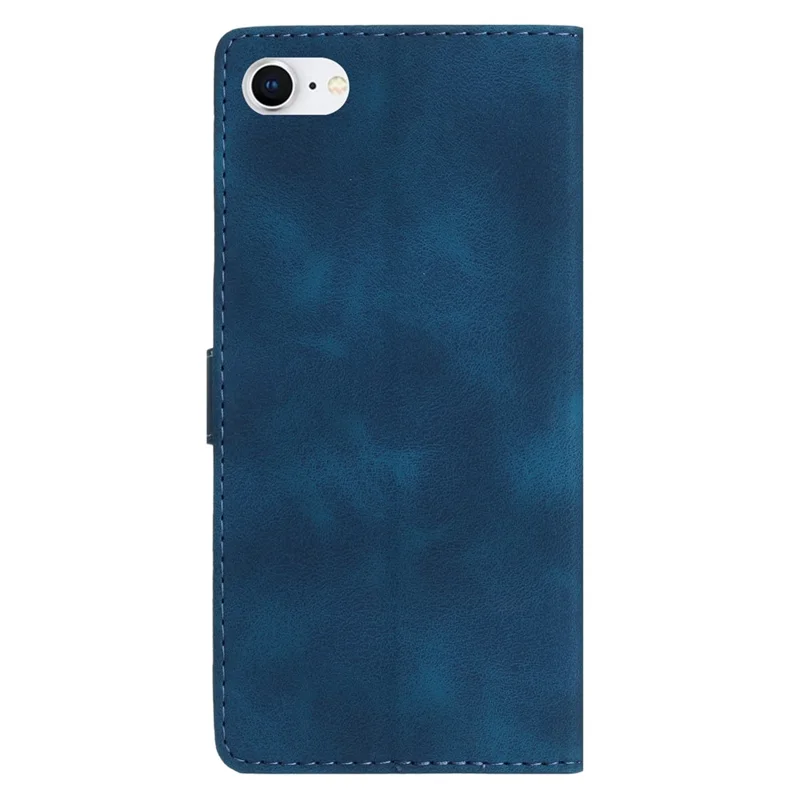 Phone Case for iPhone 6 / 6s / 7 / 8 / SE (2020) / SE (2022) Flower Imprint PU Leather Cover with Wallet Stand - Blue