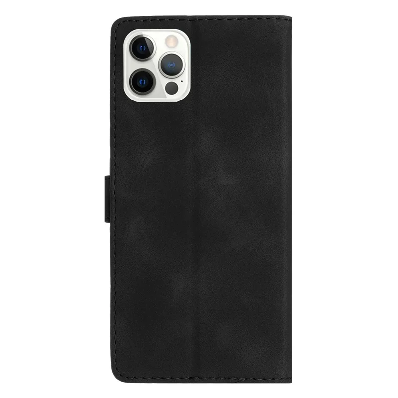 Para iPhone 14 Pro Max Flower Imprint Phone Cover Capa de Carteira de Couro PU com Suporte - Preto