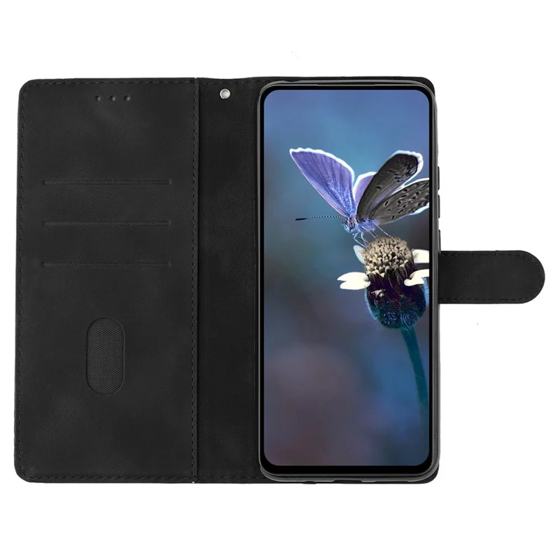 Para iPhone 14 Pro Max Flower Imprint Phone Cover Capa de Carteira de Couro PU com Suporte - Preto
