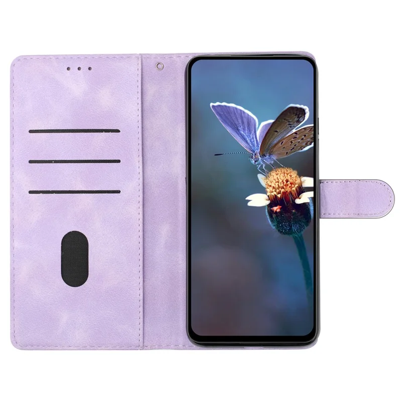 For iPhone 13 mini 5.4 inch Leather Wallet Phone Cover Flower Imprinted Stand Mobile Case - Purple