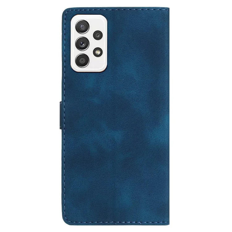 Pour Samsung Galaxy A33 5G Flower Imprint Wallet Phone Case Shockproof Leather Stand Cover - Blue