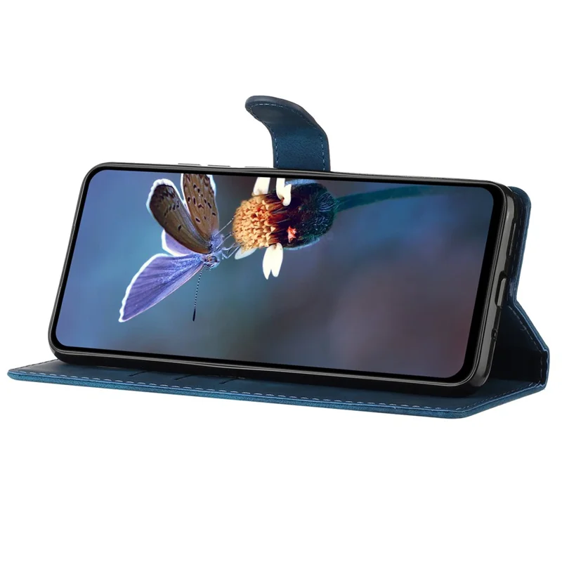 Für Samsung Galaxy S21 4G / 5G Flower Imprint PU Lederetui Wallet Stand Schützendes Telefongehäuse - Blau