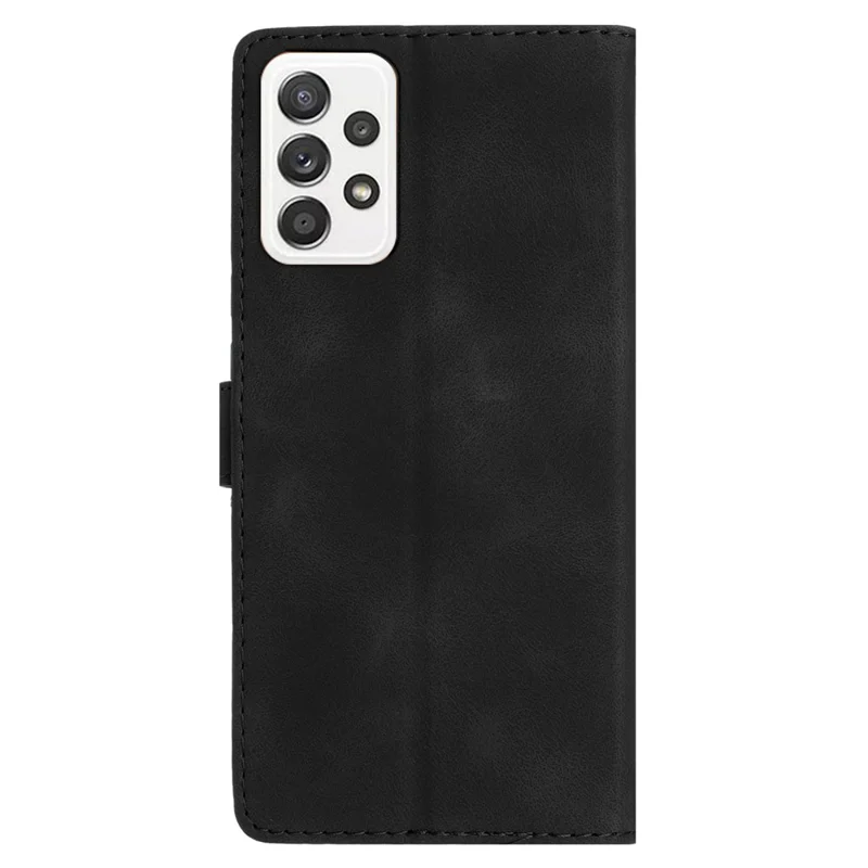For Samsung Galaxy A32 4G (EU Version) Leather Phone Cover Flower Imprint Stand Case with Wallet - Black