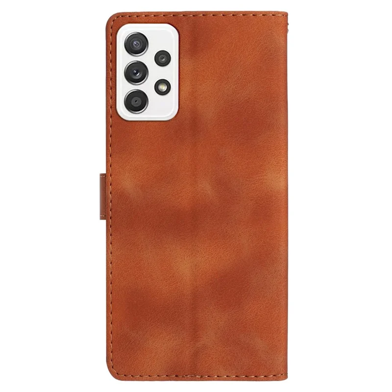 For Samsung Galaxy A52 4G / 5G / A52s 5G Leather Case Flower Imprint Wallet Stand Cell Phone Cover - Brown