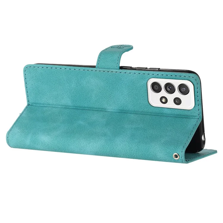 Flower Imprint Leather Case für Samsung Galaxy A72 4G / 5G, Wallet Stand Handyhülle - Himmelblau
