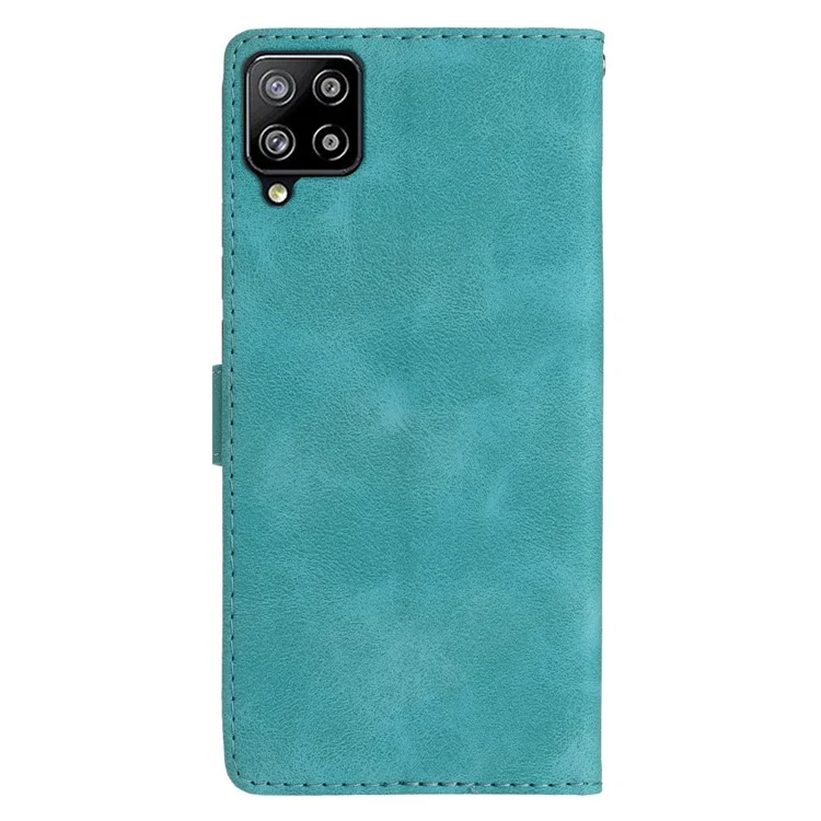 Per Samsung Galaxy A22 4G (versione europea) Custodia in pelle per telefono Flower Imprint Cover con portafoglio e supporto - Blu cielo