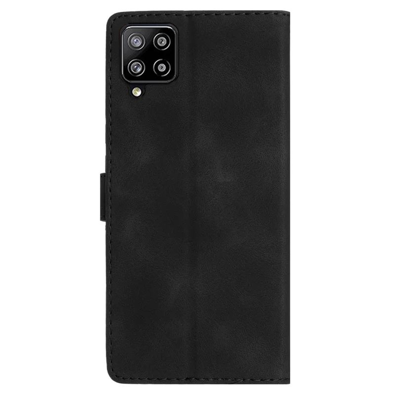 For Samsung Galaxy A22 4G (EU Version) Phone Leather Case Flower Imprint Cover with Wallet Stand - Black