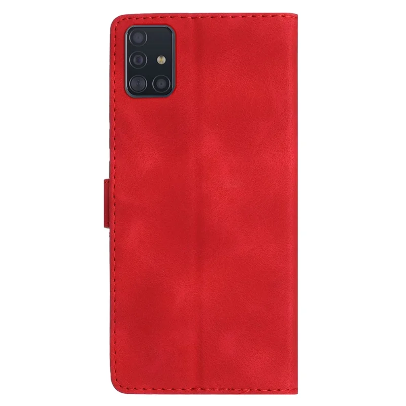 Stand Case for Samsung Galaxy A71 4G SM-A715 PU Leather Flower Imprint Wallet Phone Cover - Red