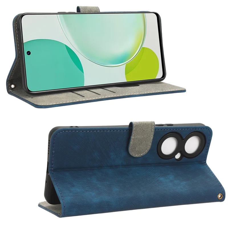 For Huawei nova 11i / Maimang 20 / Enjoy 60 Pro PU Leather RFID Blocking Wallet Cover Stand Phone Case with Strap - Blue