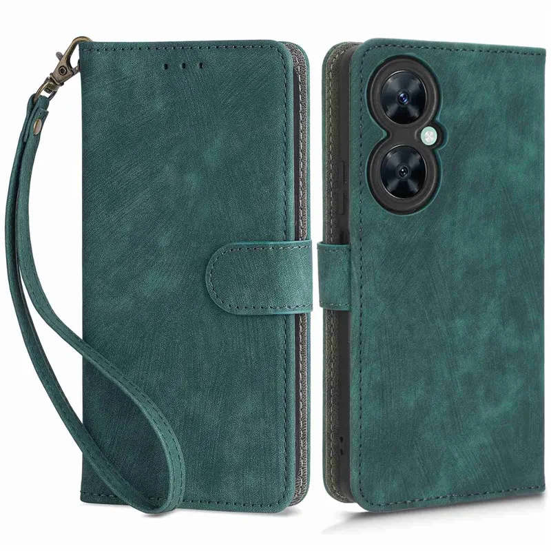 For Huawei nova 11i / Maimang 20 / Enjoy 60 Pro PU Leather RFID Blocking Wallet Cover Stand Phone Case with Strap - Green