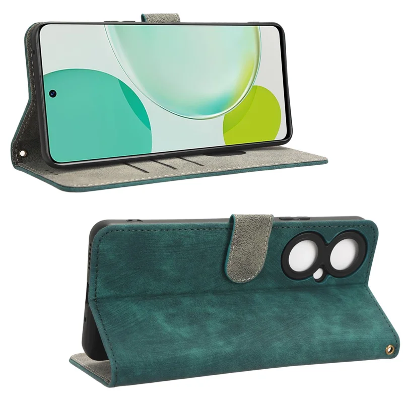 For Huawei nova 11i / Maimang 20 / Enjoy 60 Pro PU Leather RFID Blocking Wallet Cover Stand Phone Case with Strap - Green