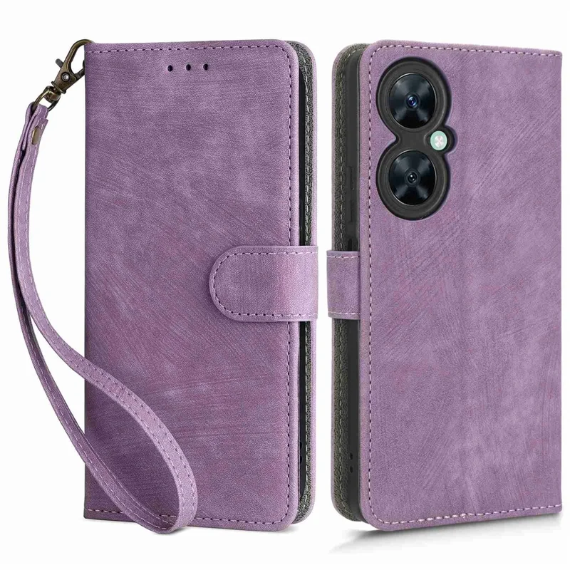 For Huawei nova 11i / Maimang 20 / Enjoy 60 Pro PU Leather RFID Blocking Wallet Cover Stand Phone Case with Strap - Purple