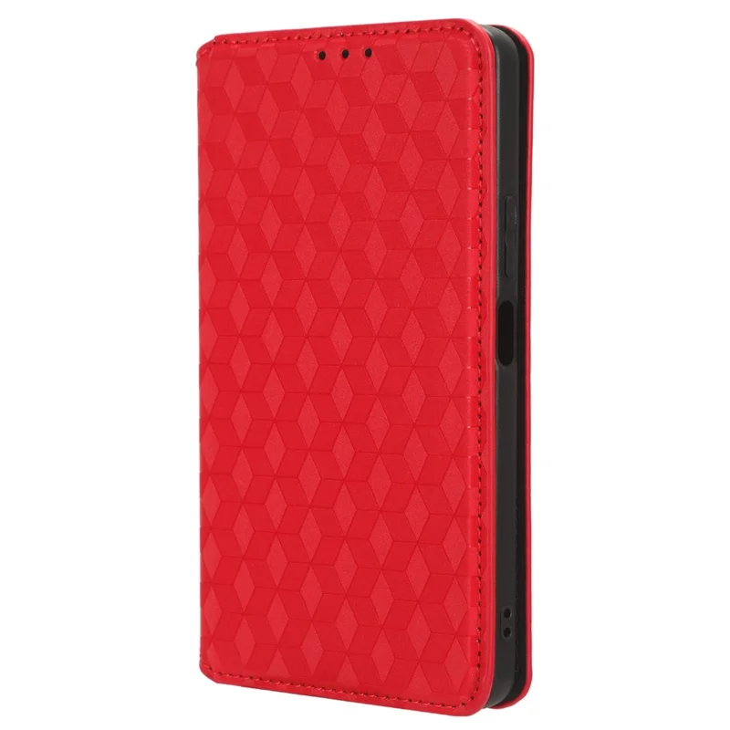 Para Huawei nova 11i / Maimang 20 / Enjoy 60 Pro Stand Wallet PU Leather Rhombus Imprinted Anti-drop Phone Cover - Vermelho
