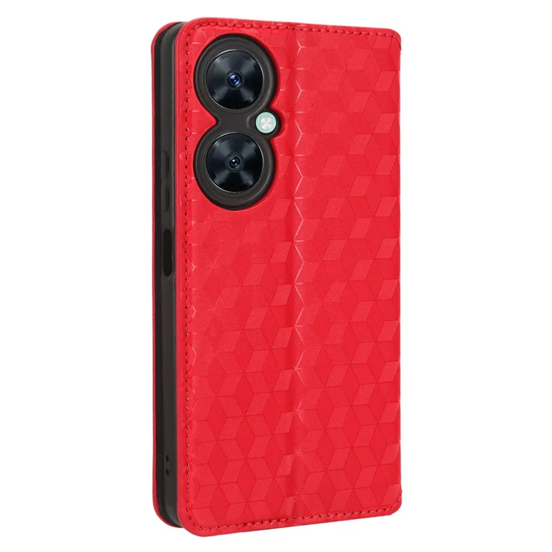 Para Huawei nova 11i / Maimang 20 / Enjoy 60 Pro Stand Wallet PU Leather Rhombus Imprinted Anti-drop Phone Cover - Vermelho