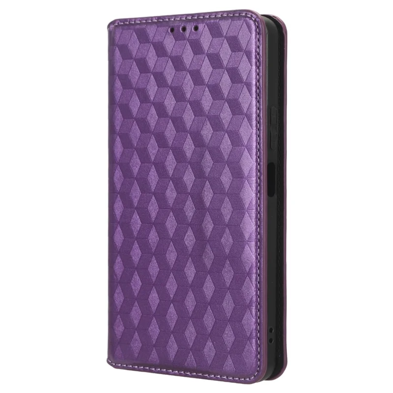 For Huawei nova 11i / Maimang 20 / Enjoy 60 Pro Stand Wallet PU Leather Rhombus Imprinted Anti-drop Phone Cover - Purple