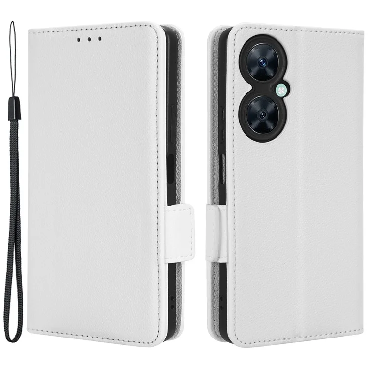Wallet Cover for Huawei Maimang 20  /  nova 11i  /  Enjoy 60 Pro Litchi Texture PU Leather Stand Phone Case - White