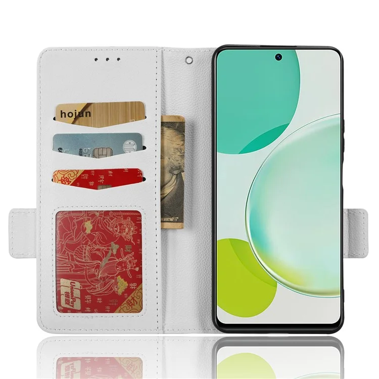 Wallet Cover for Huawei Maimang 20  /  nova 11i  /  Enjoy 60 Pro Litchi Texture PU Leather Stand Phone Case - White