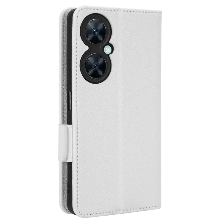 Wallet Cover for Huawei Maimang 20  /  nova 11i  /  Enjoy 60 Pro Litchi Texture PU Leather Stand Phone Case - White