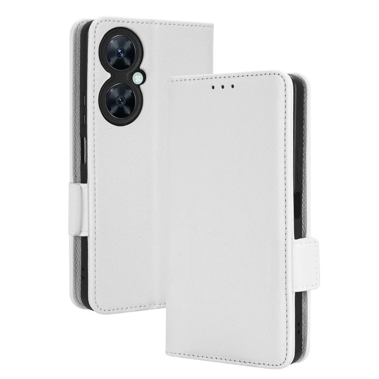 Wallet Cover for Huawei Maimang 20  /  nova 11i  /  Enjoy 60 Pro Litchi Texture PU Leather Stand Phone Case - White