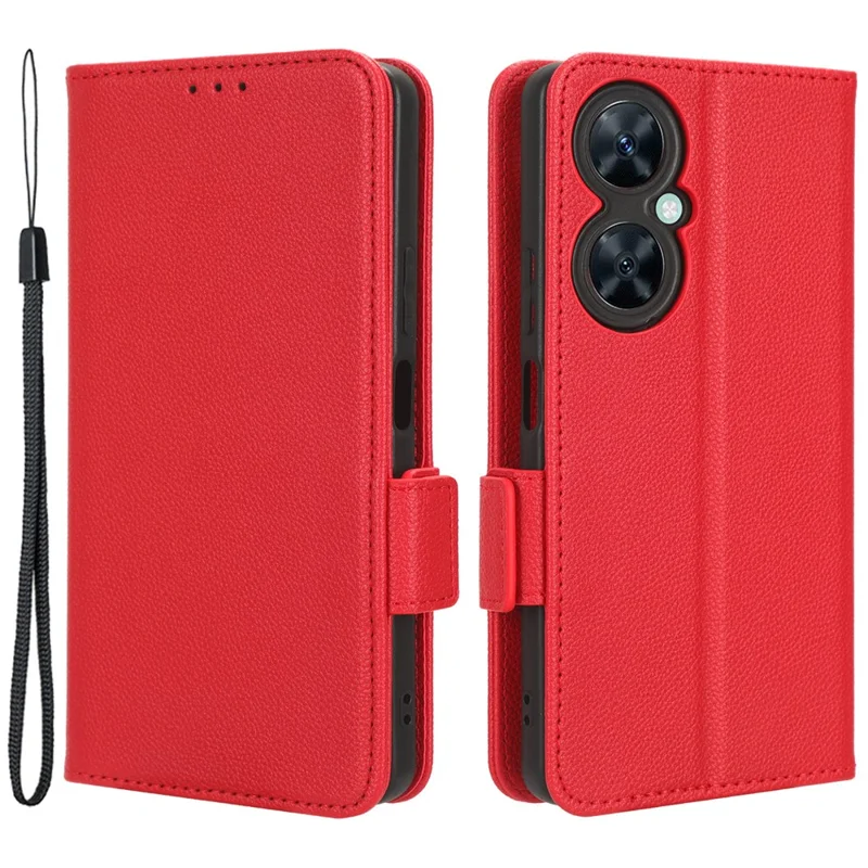 Funda de cartera para Huawei Maimang 20 / nova 11i / Enjoy 60 Pro Textura de piel de Litchi PU Funda de teléfono con soporte - Rojo