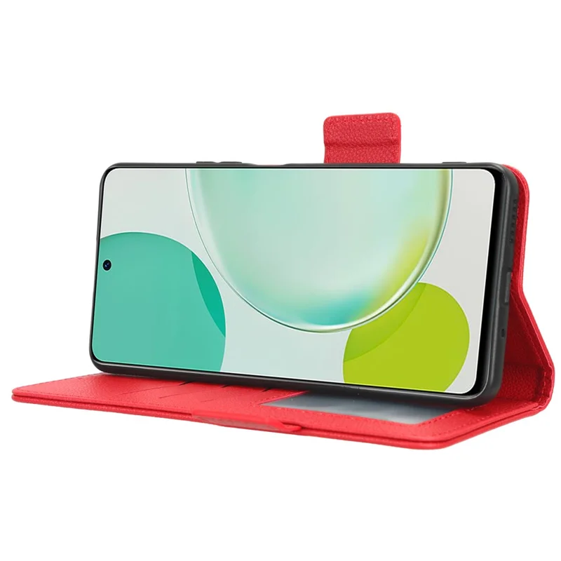Funda de cartera para Huawei Maimang 20 / nova 11i / Enjoy 60 Pro Textura de piel de Litchi PU Funda de teléfono con soporte - Rojo