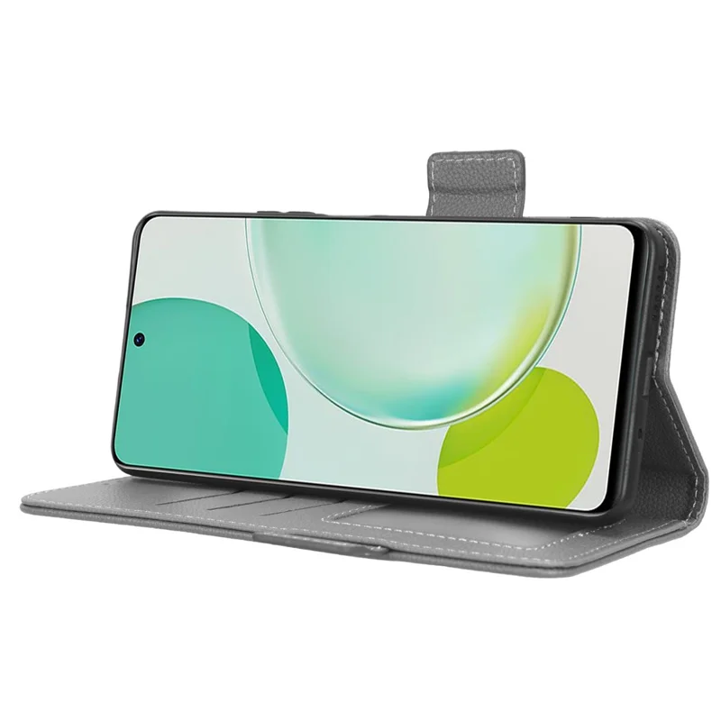 Wallet Cover for Huawei Maimang 20  /  nova 11i  /  Enjoy 60 Pro Litchi Texture PU Leather Stand Phone Case - Grey