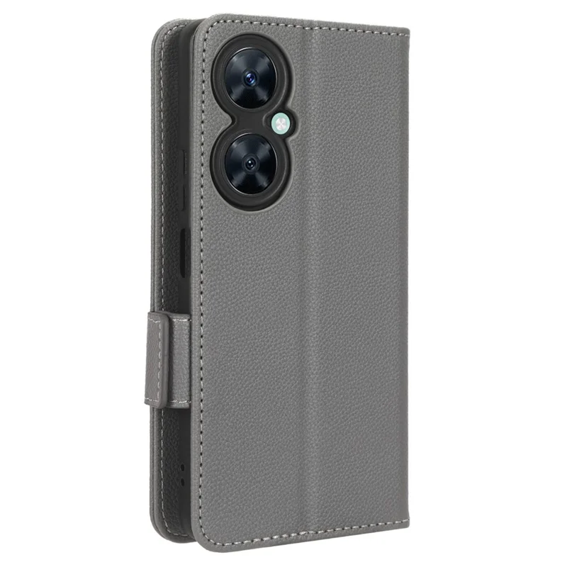 Wallet Cover for Huawei Maimang 20  /  nova 11i  /  Enjoy 60 Pro Litchi Texture PU Leather Stand Phone Case - Grey
