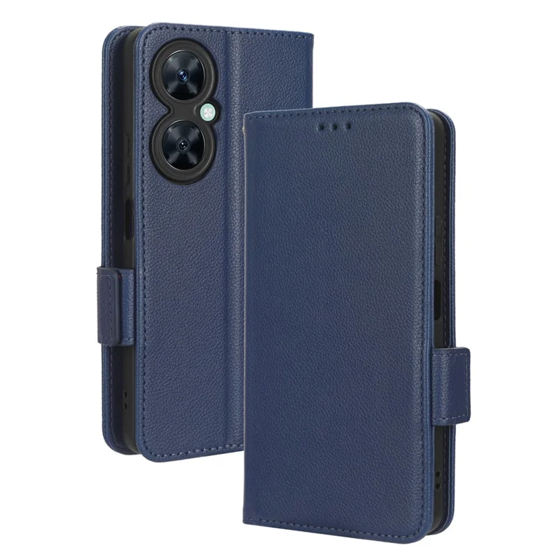 Wallet Cover for Huawei Maimang 20  /  nova 11i  /  Enjoy 60 Pro Litchi Texture PU Leather Stand Phone Case - Dark Blue