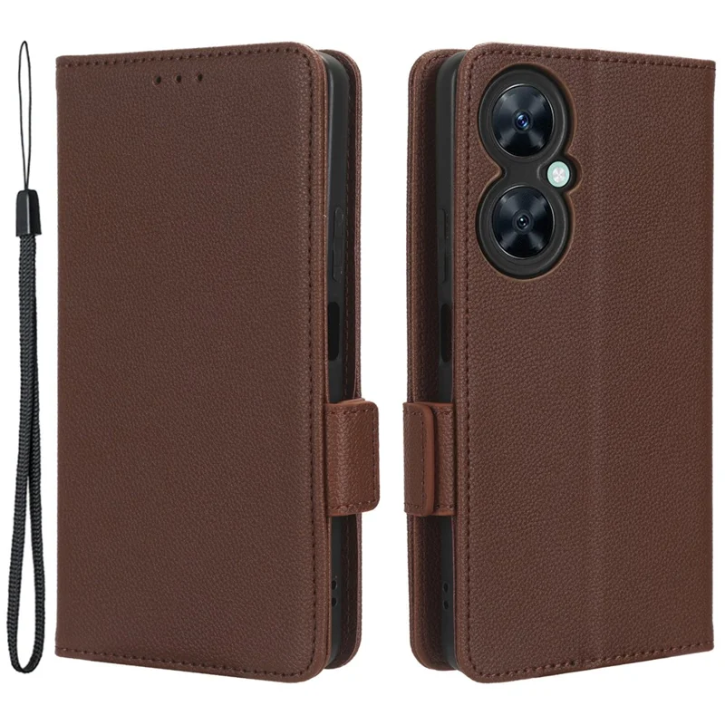 Wallet Cover for Huawei Maimang 20  /  nova 11i  /  Enjoy 60 Pro Litchi Texture PU Leather Stand Phone Case - Brown