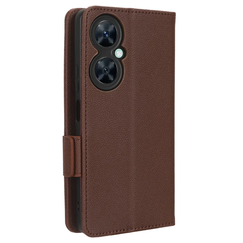 Wallet Cover for Huawei Maimang 20  /  nova 11i  /  Enjoy 60 Pro Litchi Texture PU Leather Stand Phone Case - Brown