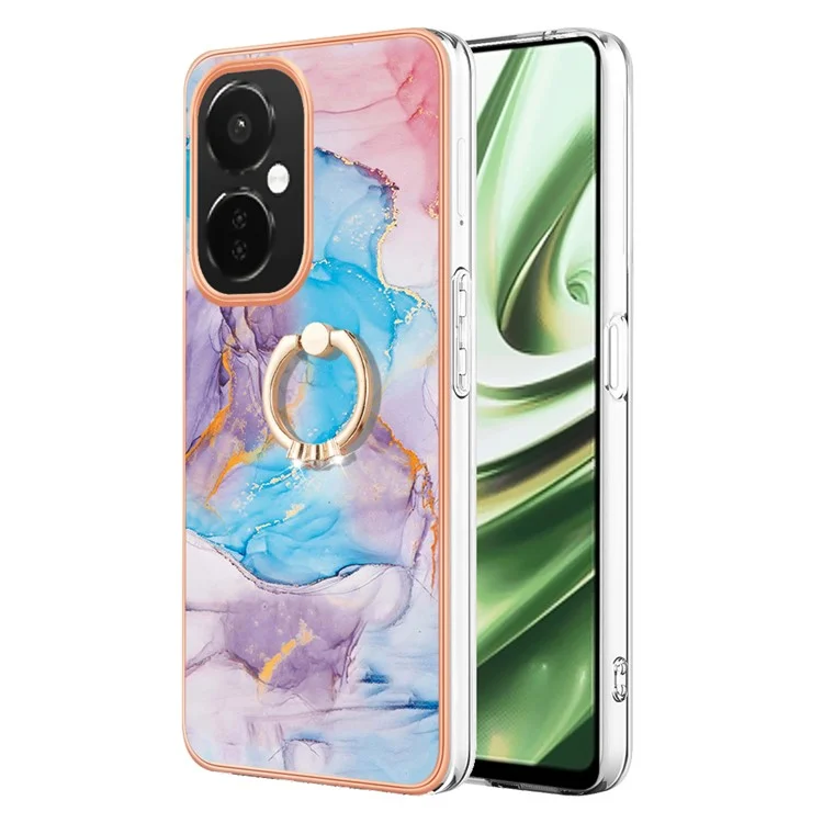 For OnePlus Nord CE3 5G / CE 3 Lite 5G / Nord N30 5G Case with Ring Kickstand IMD Marble Pattern TPU Back Cover - Milky Way Marble Blue