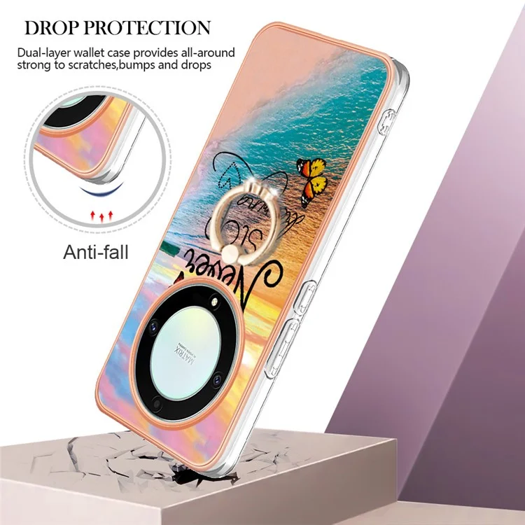 For Honor X9a 5G / Magic5 Lite 5G Case with Ring Kickstand IMD Marble Pattern TPU Back Cover - Never Stop Dreaming