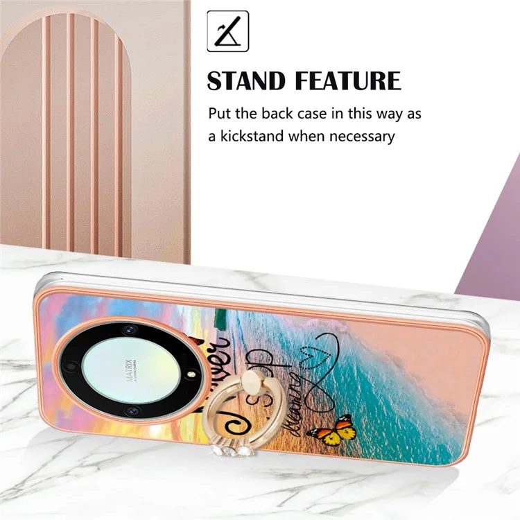 For Honor X9a 5G / Magic5 Lite 5G Case with Ring Kickstand IMD Marble Pattern TPU Back Cover - Never Stop Dreaming